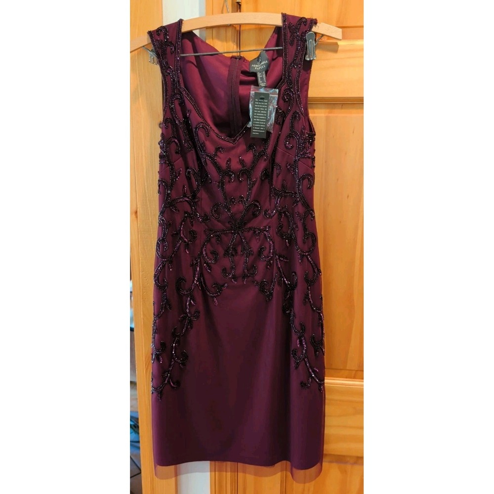 NWT New Gorgeous Adrianna Papell Purple Sequin Cocktail Dress - Reemoly